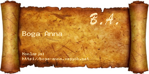 Boga Anna névjegykártya